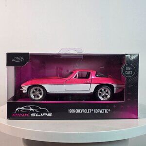 1966 Chevrolet Corvette Die-Cast Model Car Pink & White By Jada Pink Slips 1/32
